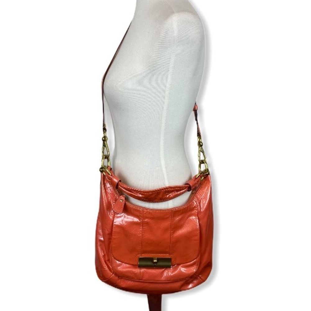 Coach Kristen coral patent convertible hobo